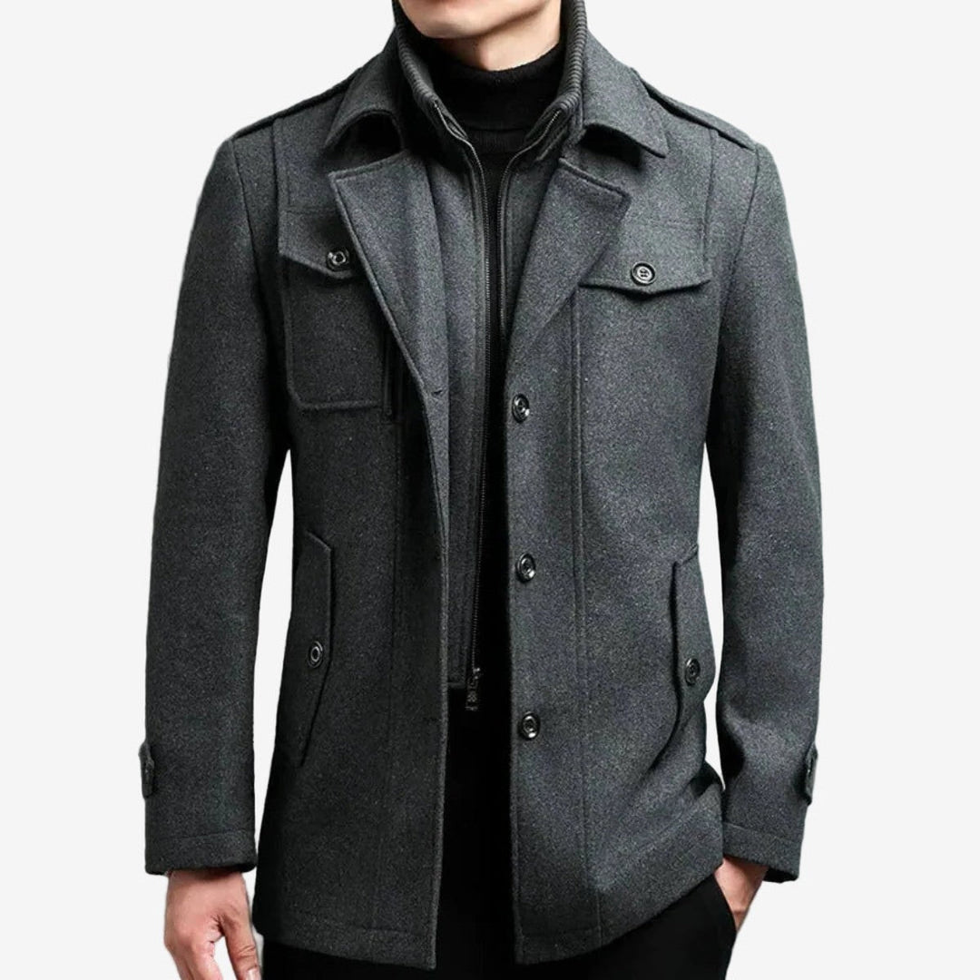 Aldenvox | Men's Winter Jacket Wool Blend Peacoat - Dark Grey - Image 1
