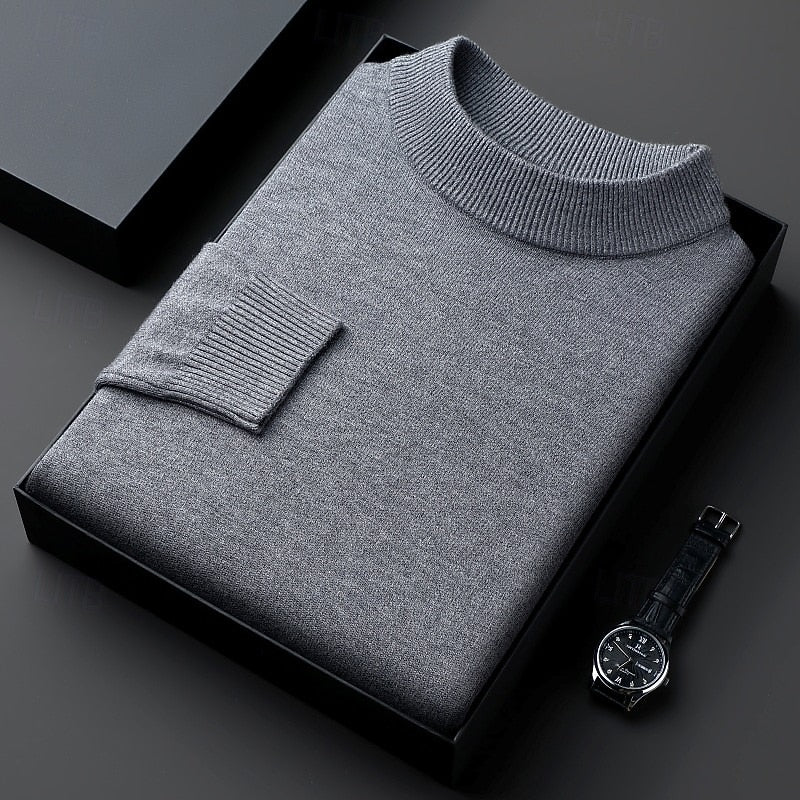 Aldren | Men's Mock Neck Knit Sweater - Grey - Image 1