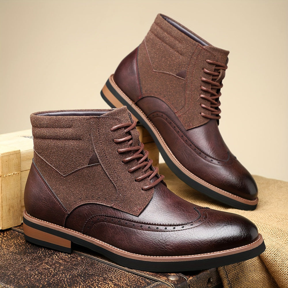 Aldwin | Men's Wingtip Lace-Up Ankle Boots - Black - Image 2