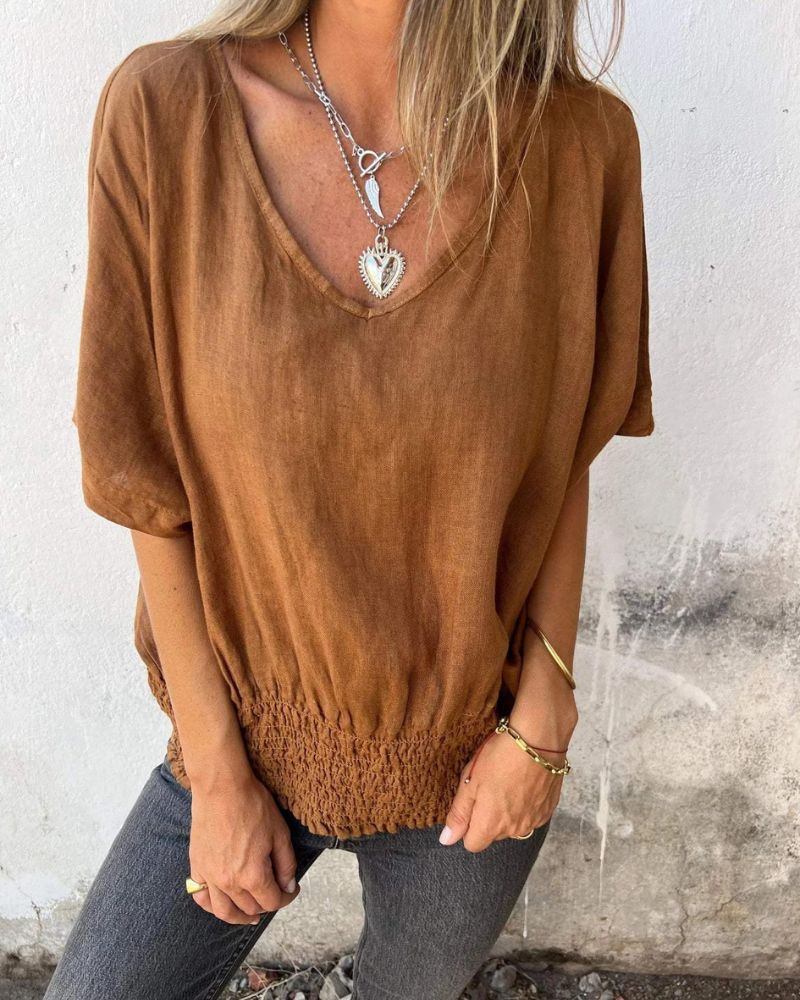 Amelie | Women's V-Neck Relaxed Fit Top - Image 1