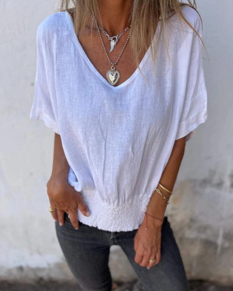 Amelie | Women's V-Neck Relaxed Fit Top - Image 2