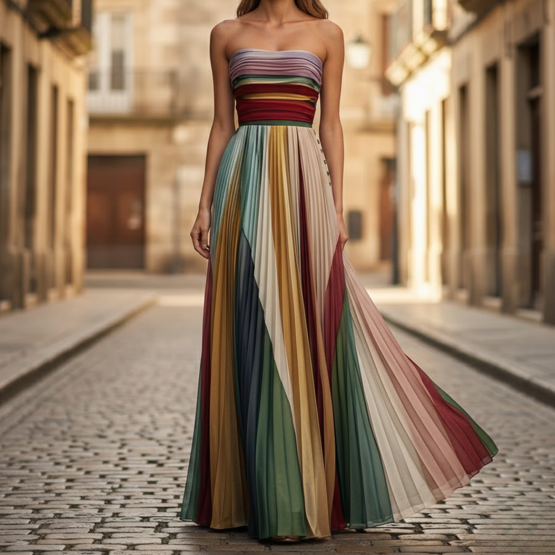 Araminta | Women's Strapless Pleated Maxi Dress - Image 1