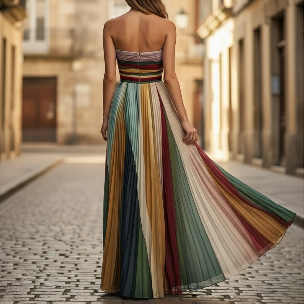 Araminta | Women's Strapless Pleated Maxi Dress - Image 2