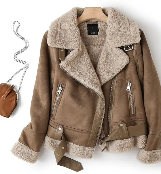 Arvenne | Women's Shearling Moto Jacket - Image 2
