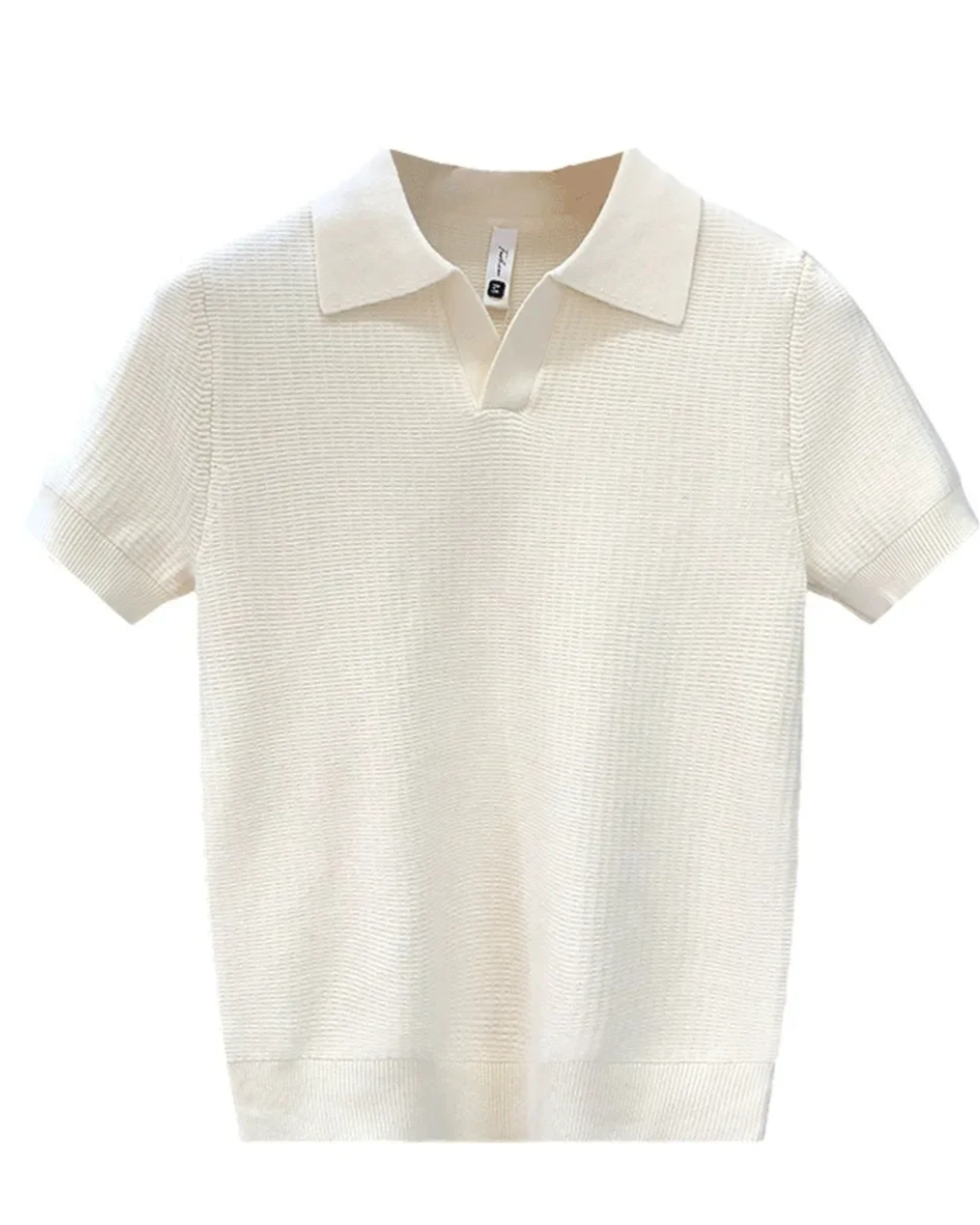 Arveth | Men's Knit Polo Sweater Short Sleeve - Cream - Image 2