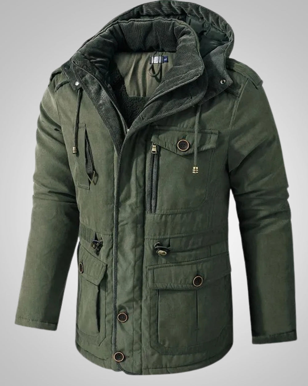 Arvindra | Women's Sherpa-Lined Hooded Winter Parka - Dark Green - Image 2