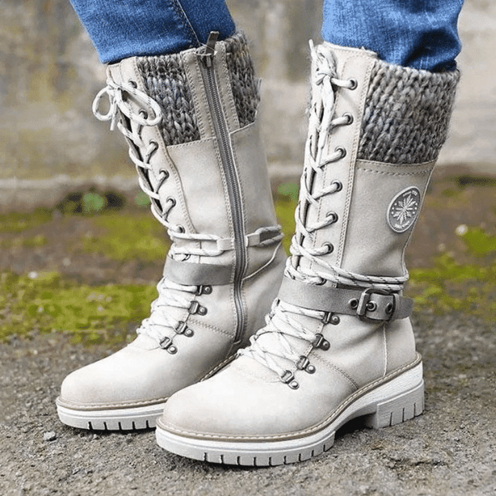 Arvine | Women's Winter Boots Lace-Up Mid-Calf - Light Grey - Image 1