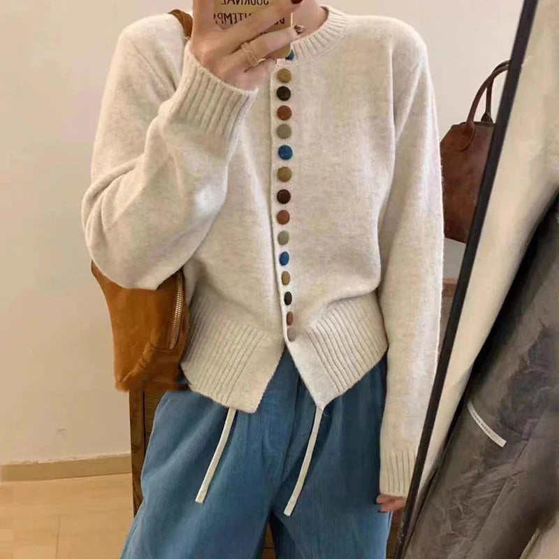 Arvona | Women's Button-Up Knit Cardigan - Cream - Image 1