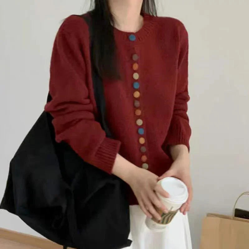 Arvona | Women's Button-Up Knit Cardigan - Cream - Image 2