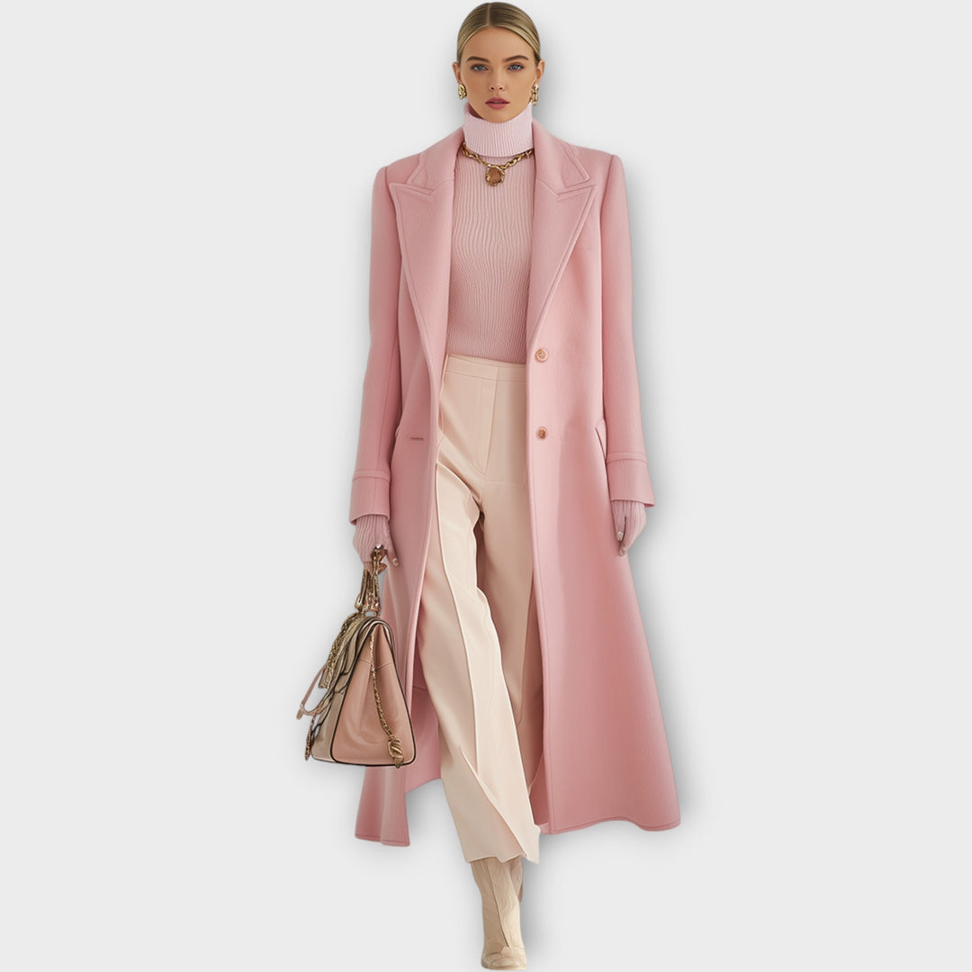 Arvona | Women's Tailored Long Winter Coat - Pink - Image 1