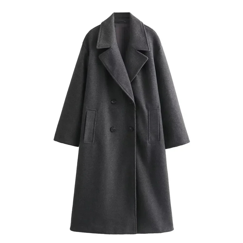 Astrid | Women's Double Breasted Long Coat - Image 2