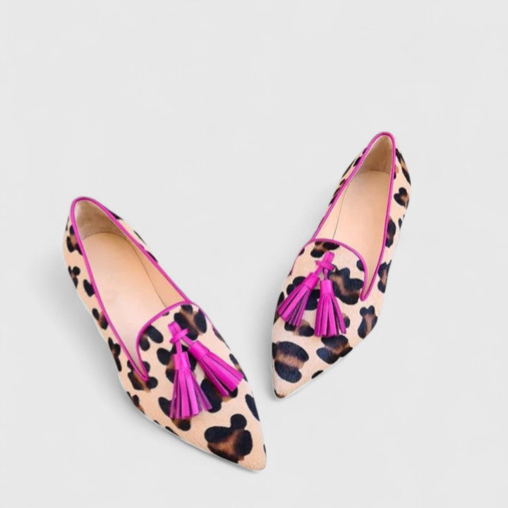 Atalanta | Women's Pointed Toe Leopard Print Tassel Loafers - Image 1