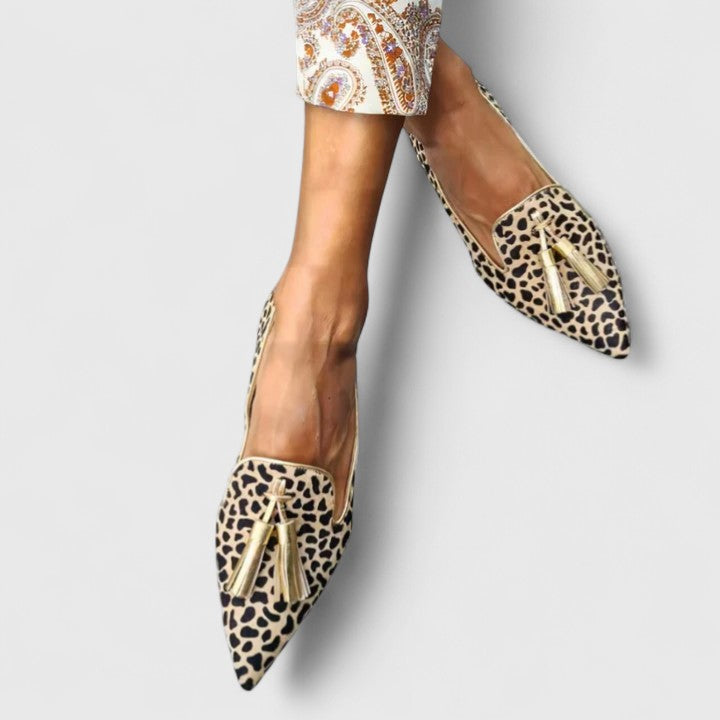 Atalanta | Women's Pointed Toe Leopard Print Tassel Loafers - Image 2