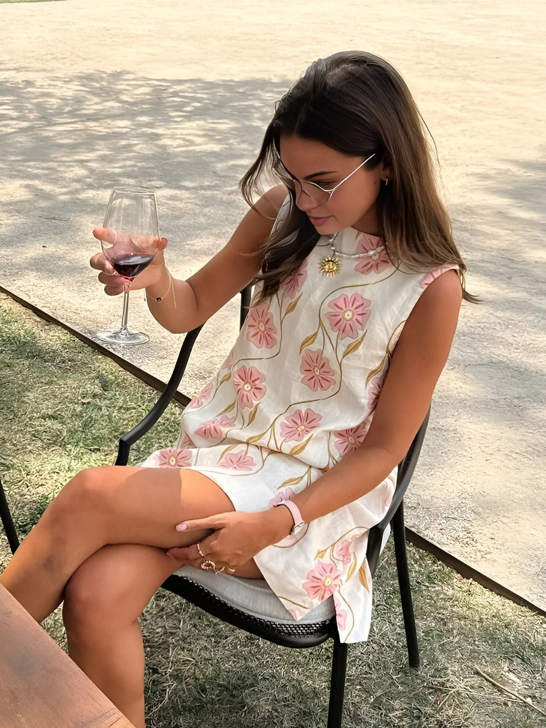 Aurelie | Women's Floral Sleeveless Mock Neck Mini Dress - Floral - Image 1
