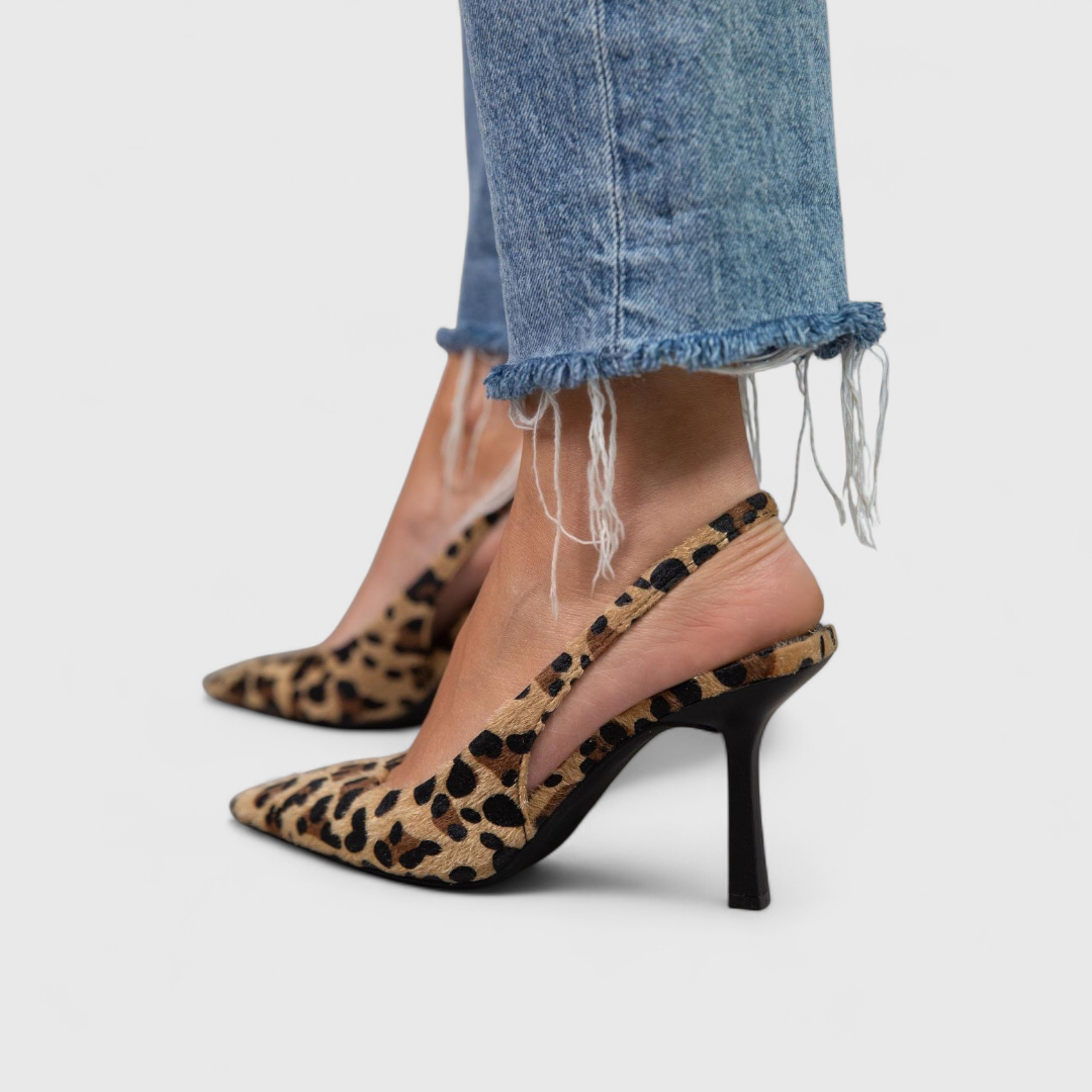 Auriel | Women's Leopard Print Pointed Toe Slingback Heel - Image 1