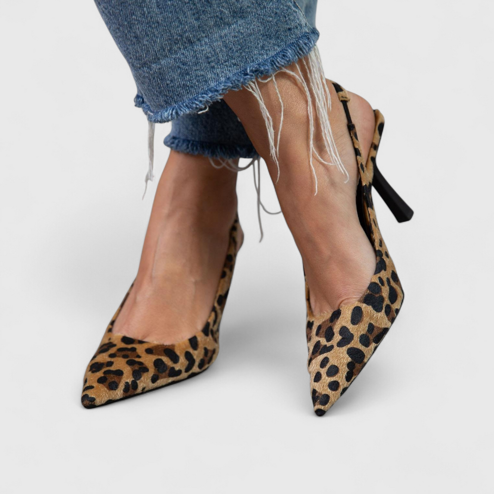 Auriel | Women's Leopard Print Pointed Toe Slingback Heel - Image 2