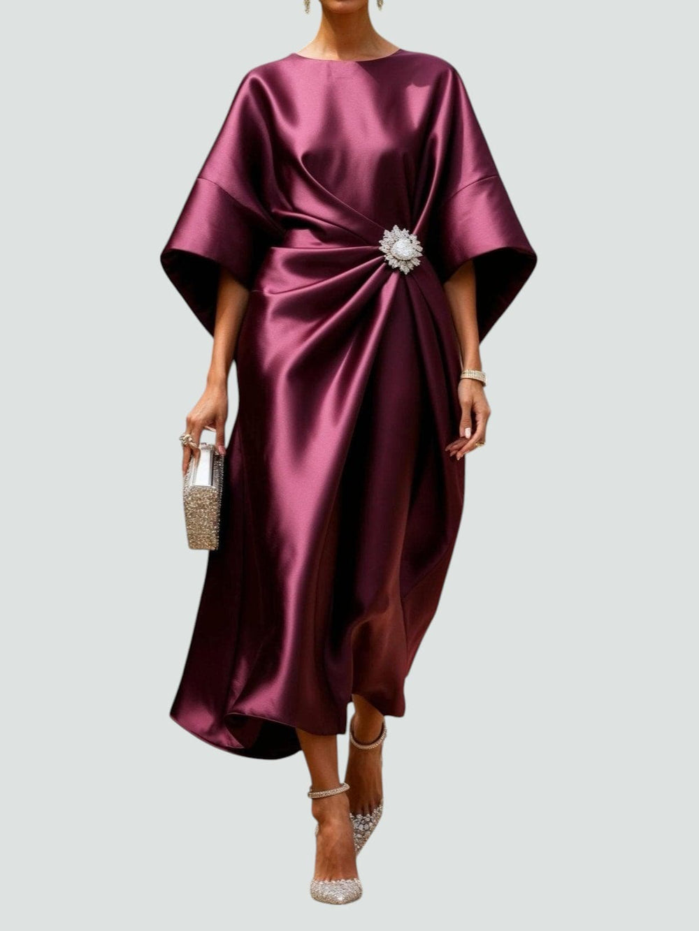 Aurinda | Women's Navy Twist Front Midi Dress - Image 2
