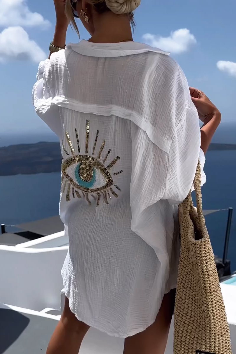 Ava | Women's Oversized Eye Print Beach Coverup - Image 1