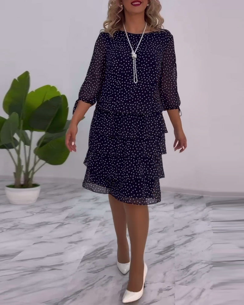 Beatrix | Women's Polka Dot Tiered Midi Dress - Image 1