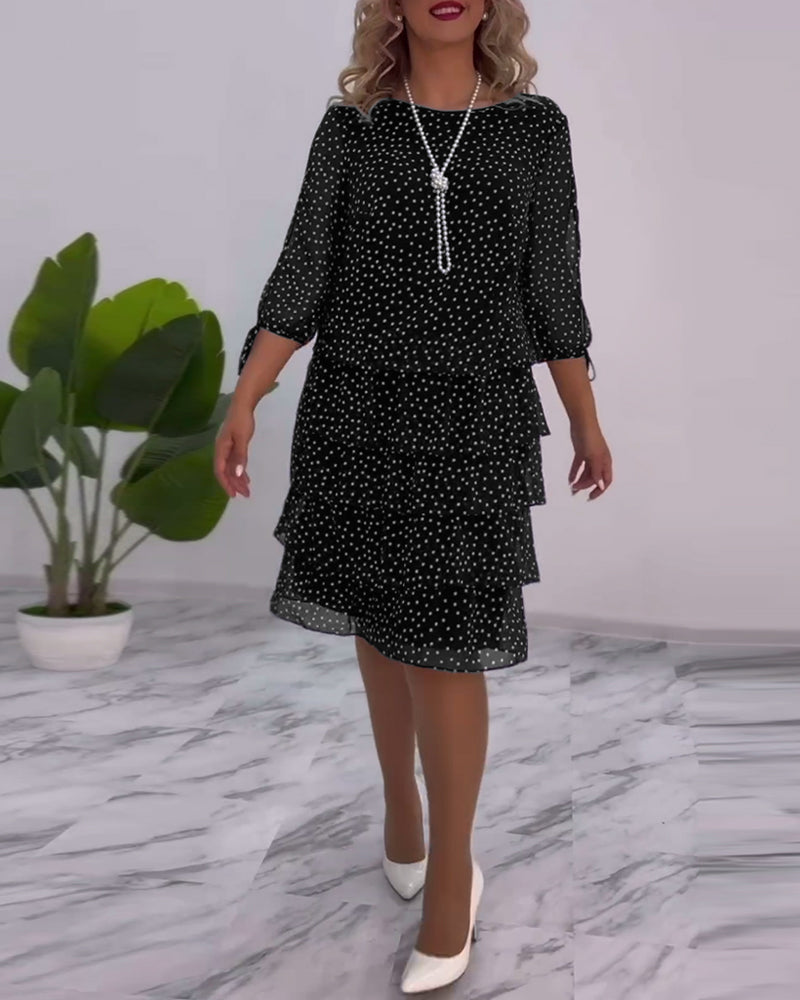 Beatrix | Women's Polka Dot Tiered Midi Dress - Image 2
