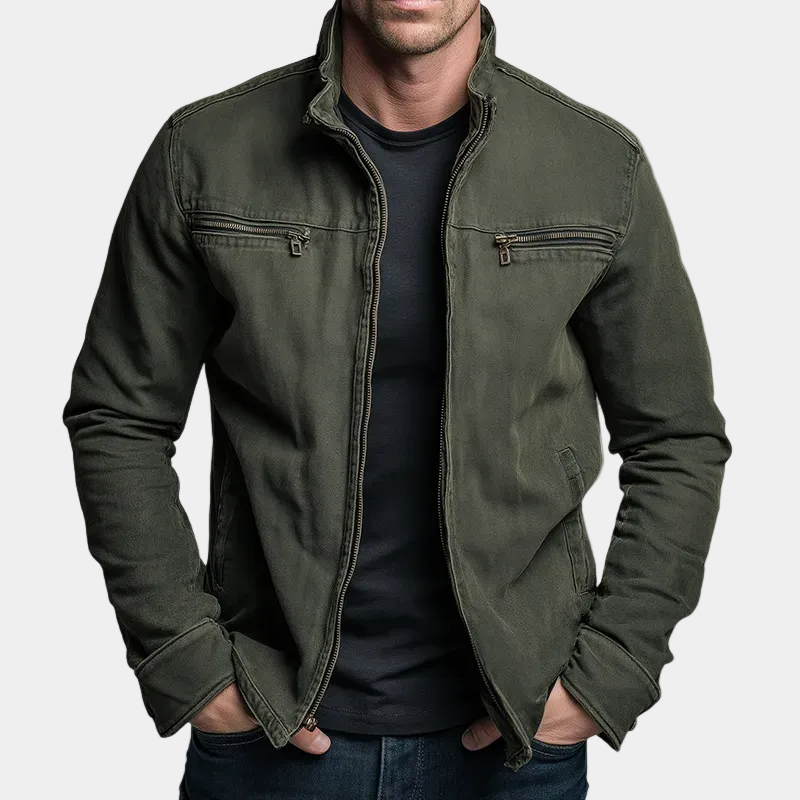 Brannock | Men's Winter Coat Stand Collar Jacket - Olive Green - Image 2
