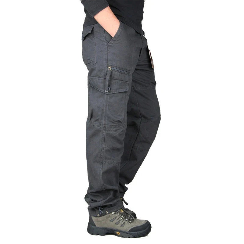 Breckon | Men's Multi-Pocket Relaxed Fit Cargo Pants - Dark Grey - Image 1