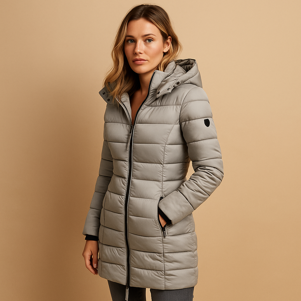 Brenvale | Women's Hooded Mid-Length Puffer Jacket - Black - Image 2