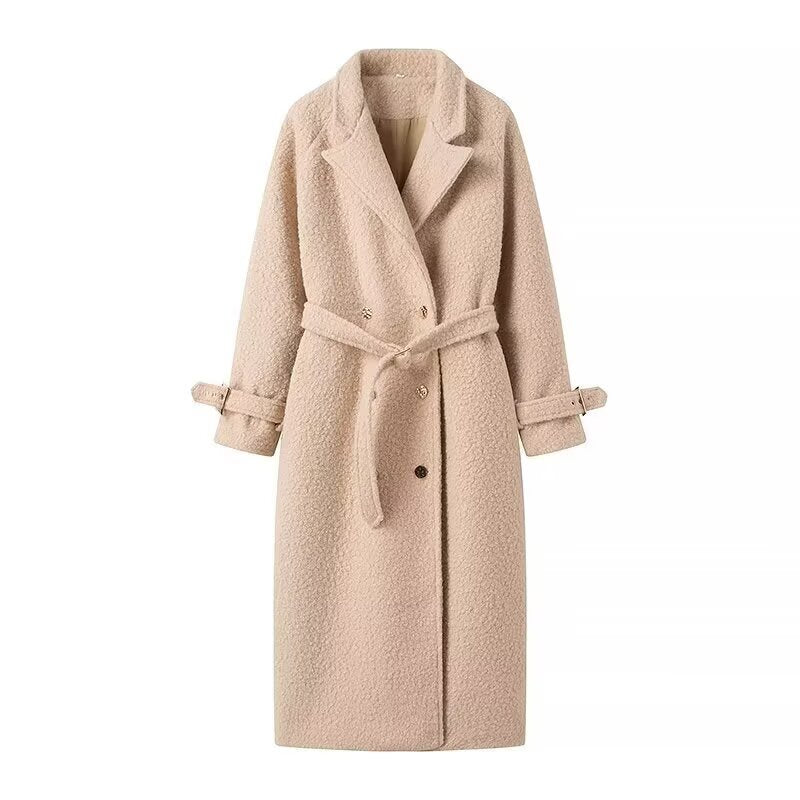 Brenvara | Women's Winter Coat Belted Teddy - Beige - Image 2