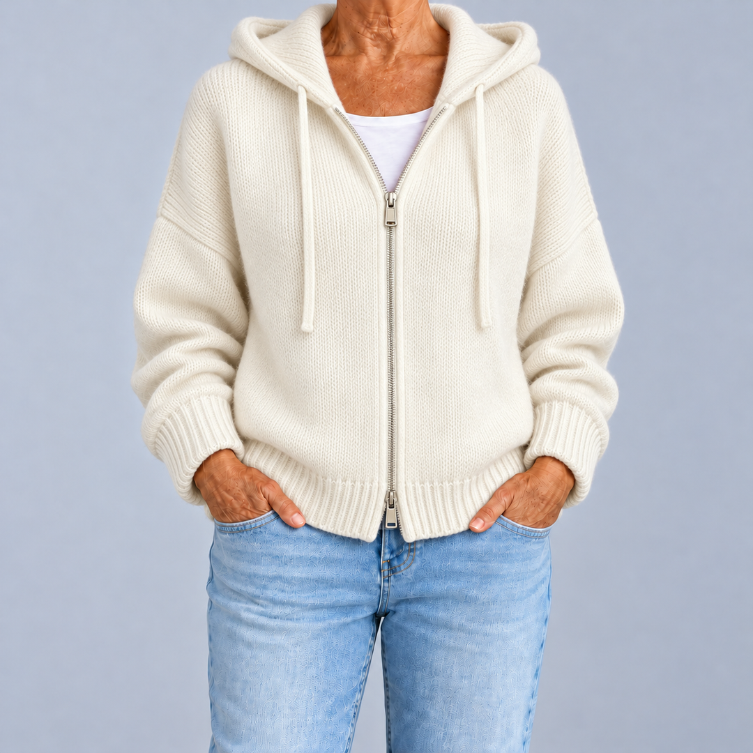 Brenvyne | Women's Winter Hooded Knit Zip-Up Cardigan - Image 1