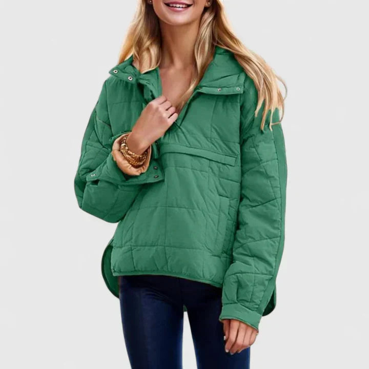 Brenwynn | Women's Quilted Puffer Pullover Jacket - Green - Image 1