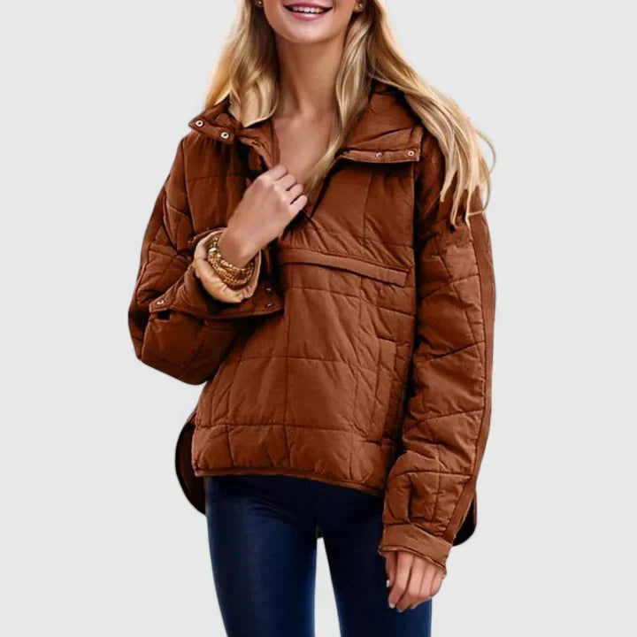 Brenwynn | Women's Quilted Puffer Pullover Jacket - Green - Image 2