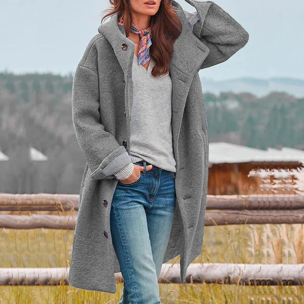 Brexelle | Women's Long Hooded Coat - Image 2