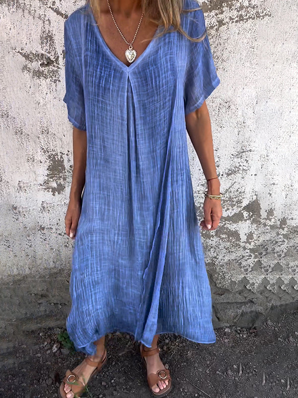 Brianna | Women's V-Neck Short Sleeve Maxi Dress - Image 1