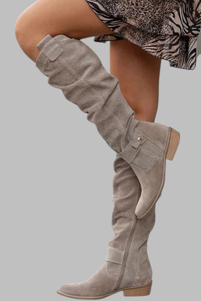 Briareth | Women's Knee High Boots - Beige - Image 1