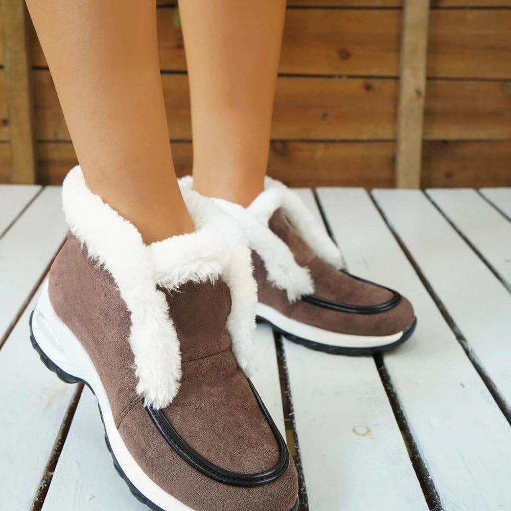 Brielle | Women's Blue Faux Fur Ankle Boots - Image 2