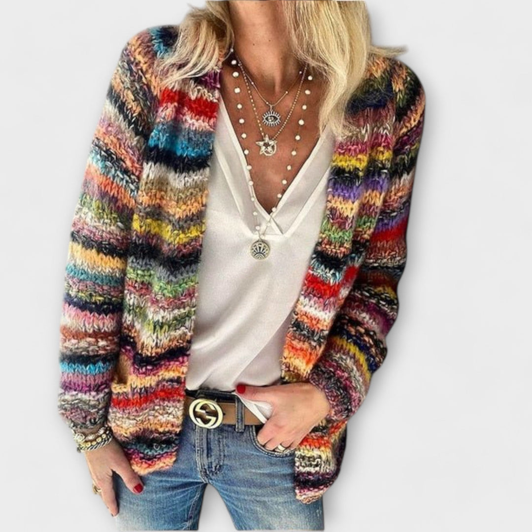 Brindis | Women's Open-Front Striped Knit Cardigan - Image 1