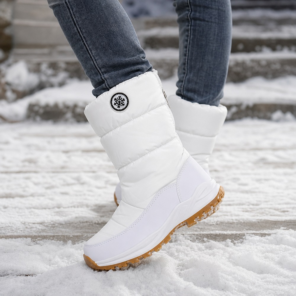 Brindora | Women's Winter Snow Boots Mid-Calf - White - Image 2