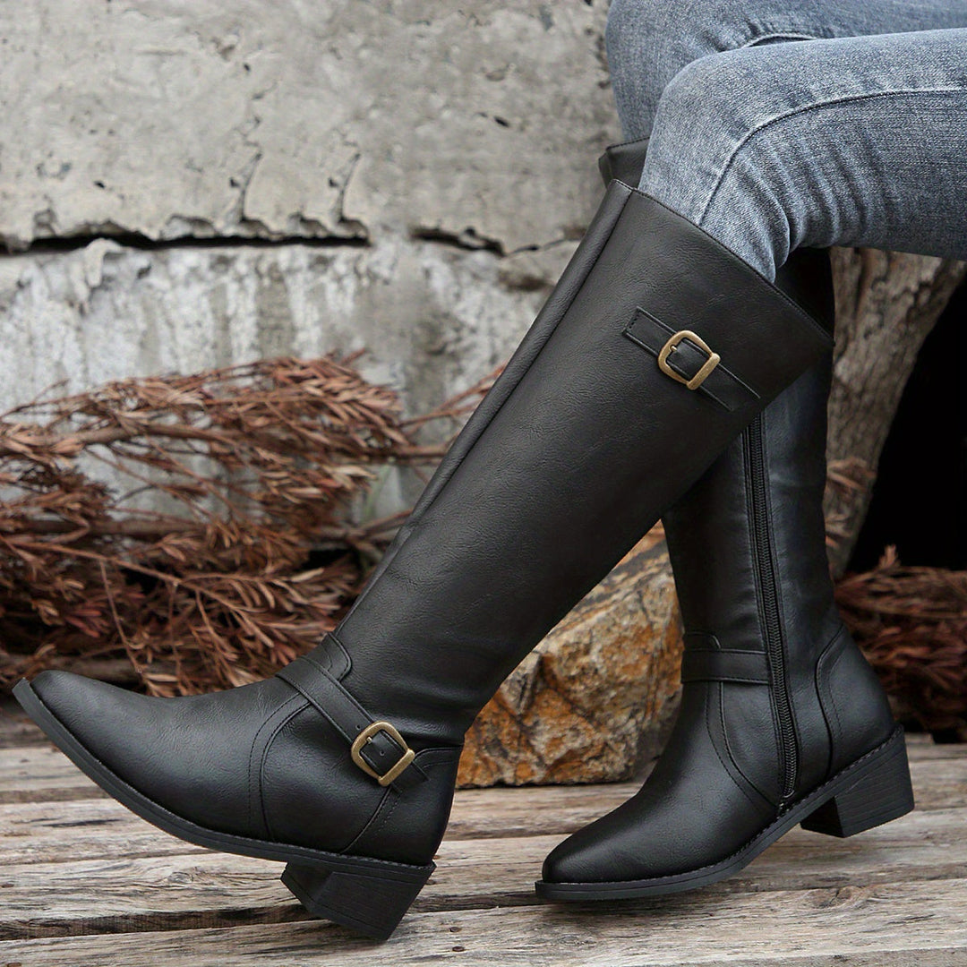 Bryndell | Women's Knee-High Riding Boots - Black - Image 1