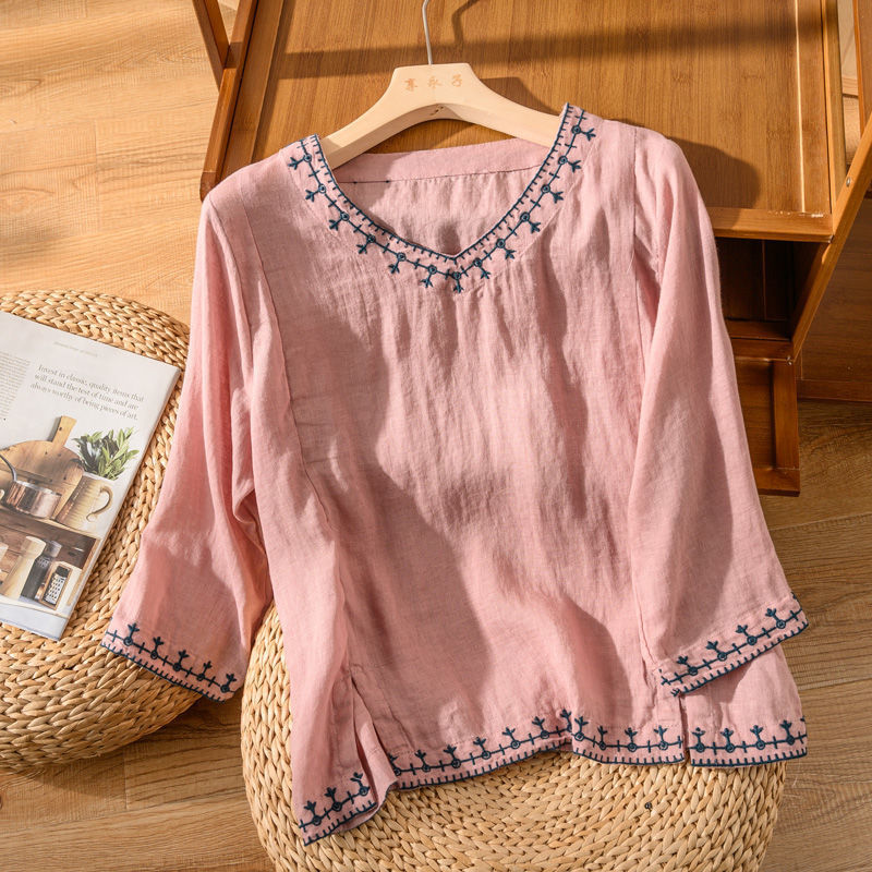 Brynn | Women's Embroidered V-Neck Blouse - Image 2