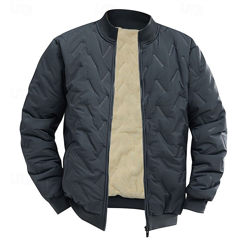 Caldren | Men's Quilted Bomber Jacket for Winter - Dark Grey - Image 1