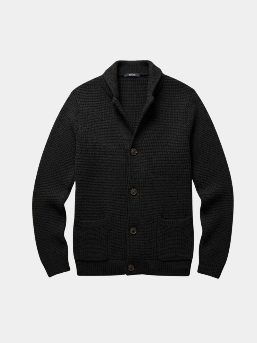 Caldwell | Men's Shawl Collar Cardigan Sweater - Black - Image 1