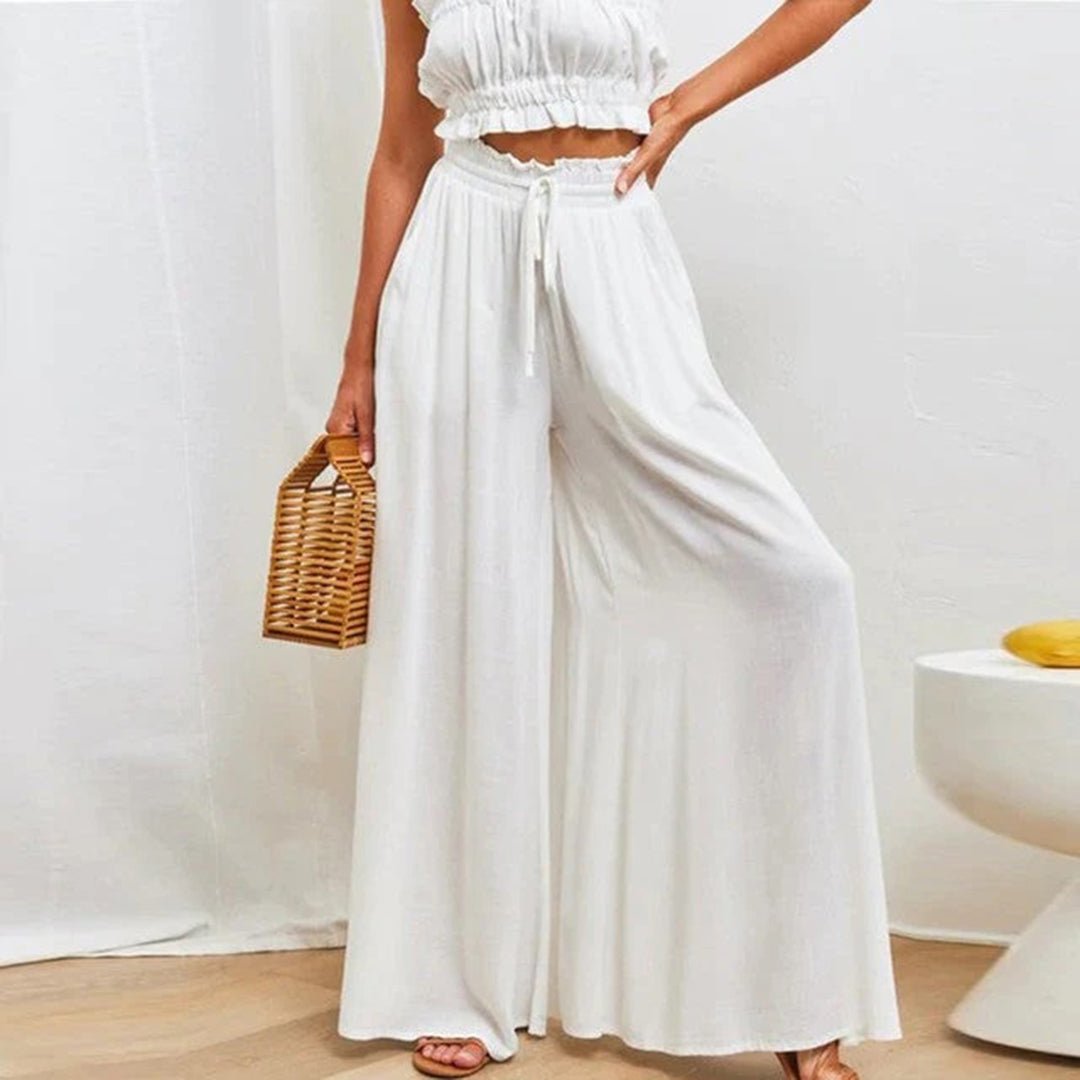 Calliandra | Women's High Waist Wide Leg Smocked Pants - Image 1