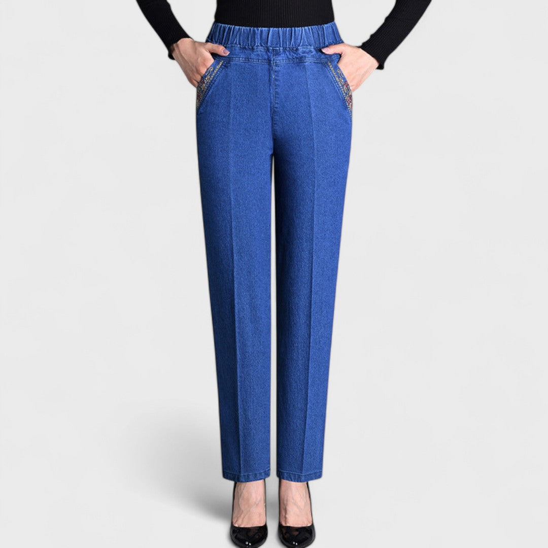 Calliope | Women's Elastic Waist Straight Leg Pants - Image 1