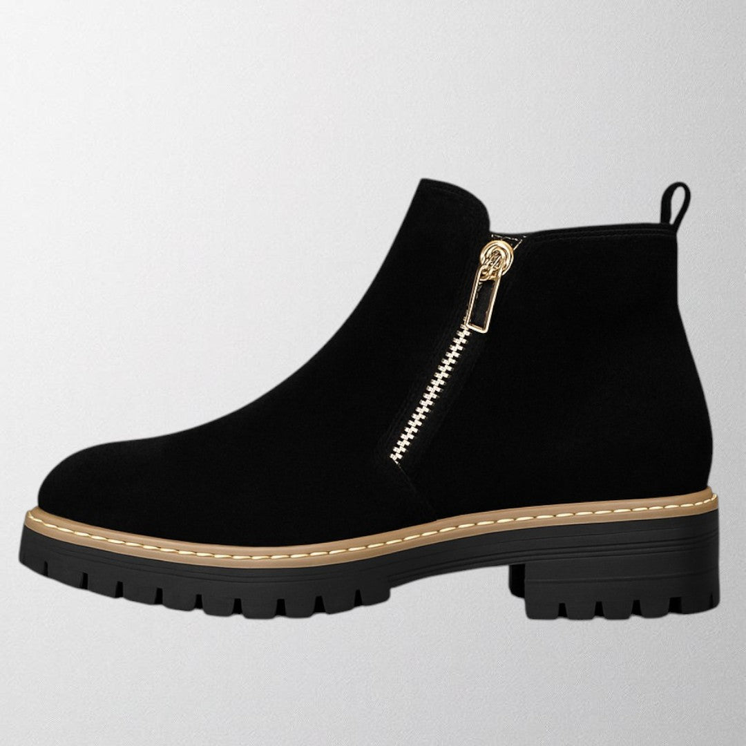 Callista | Women's Black Side Zip Ankle Boots - Image 1