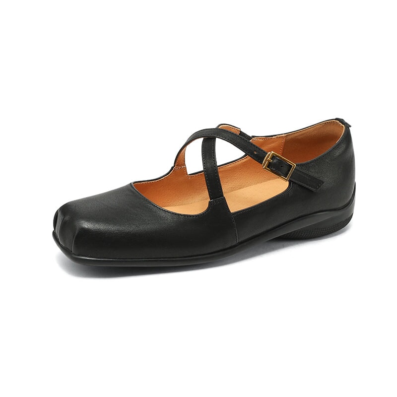 Calveth | Women's Mary Jane Flats Crossover Strap - Image 2