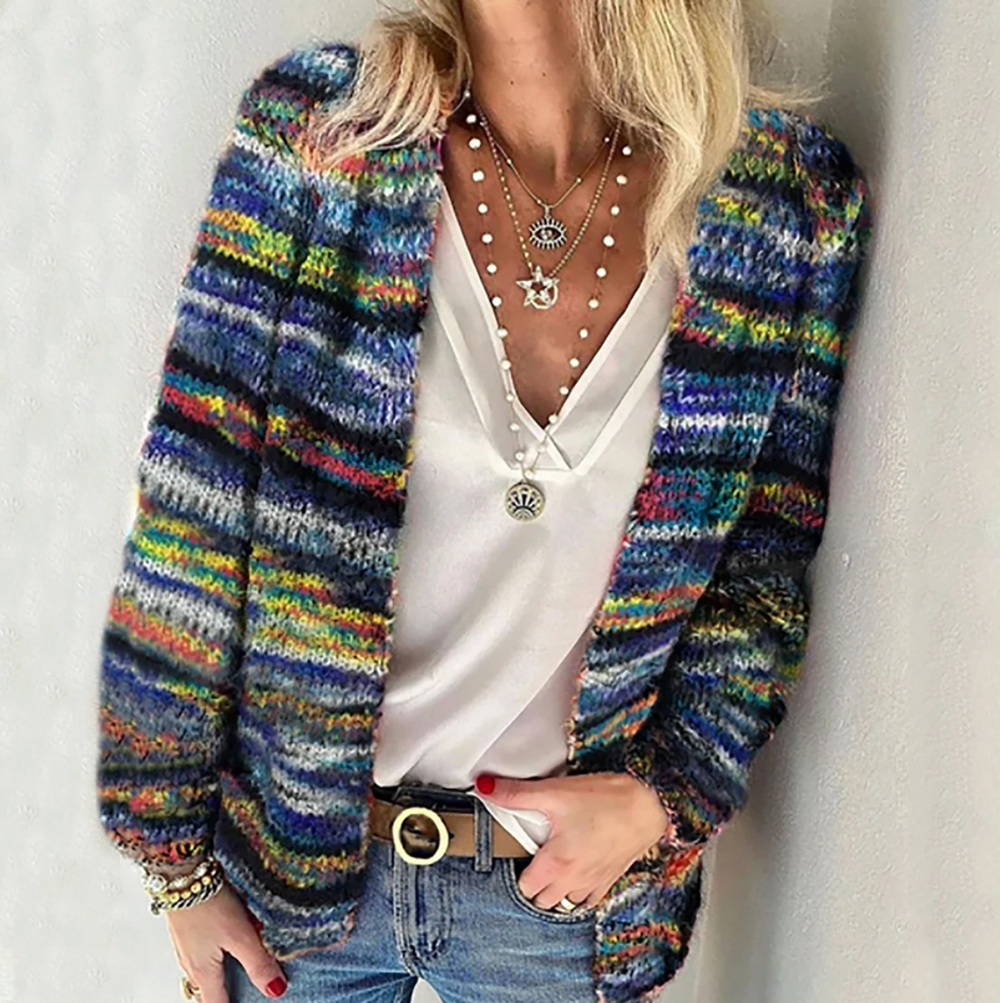 Calveth | Women's Multicolour Open Front Cardigan - Image 2