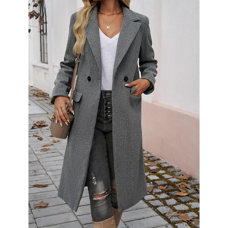 Calveth | Women's Tailored Longline Coat - Dark Grey - Image 2
