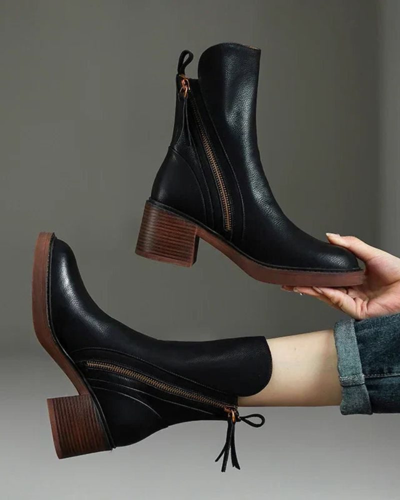 Calvette | Women's Block Heel Ankle Boots - Black - Image 2