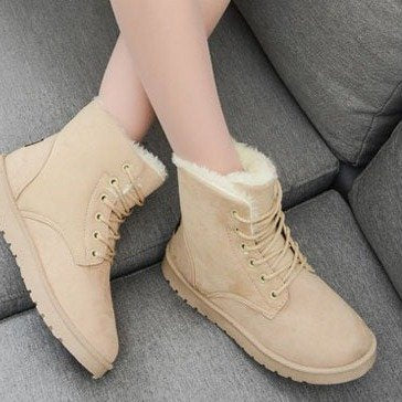 Calvinda | Women's Fleece-Lined Winter Ankle Boots - Beige - Image 1