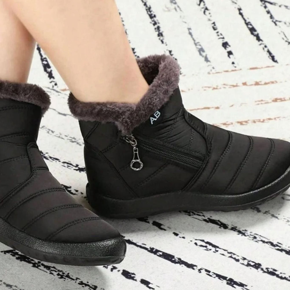 Calvorn | Women's Fur-Lined Winter Ankle Snow Boots - Black - Image 2